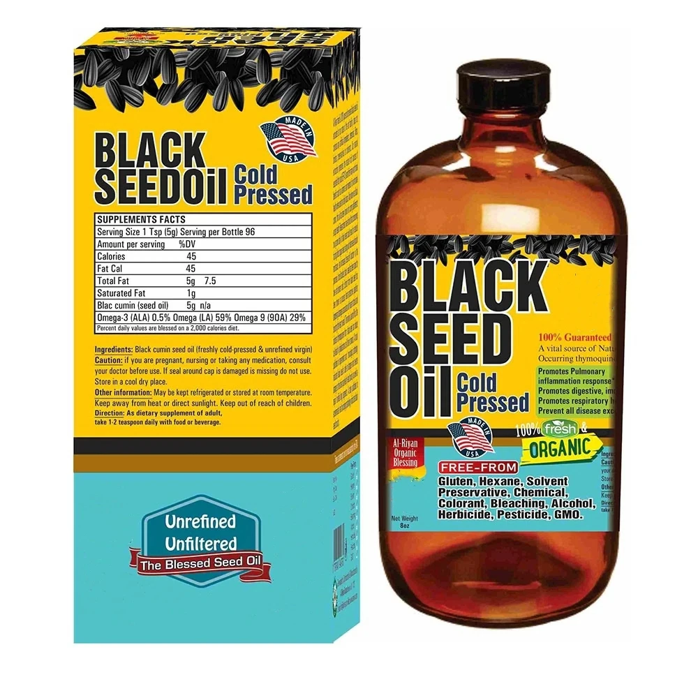 Private Label Natural Organic Cold Pressed Nigella Sativa Black Seed Oil Aids Digestive Health Herb Premium Black Cumin Seed Oil