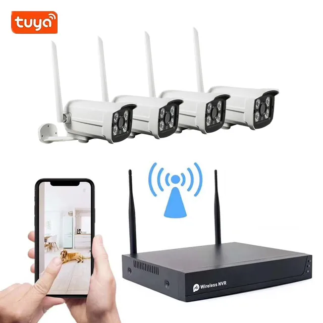 Enxun 1080P Wifi 4 Channel Security CCTV System NVR Kit 2MP Wireless Infrared Night Vision HD IP Network Camera Kit