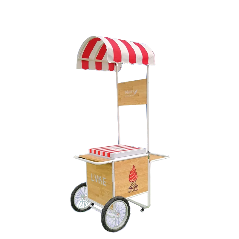 LVKE Hand pushed ice cream cart  mobile sales of refrigerated food  coffee drinks
