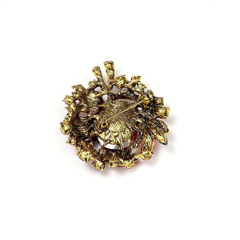 Weiman Jewelry Factory Plenty Stocks Outlet Vintage Gold Plated Red Crystal Plant Brooches