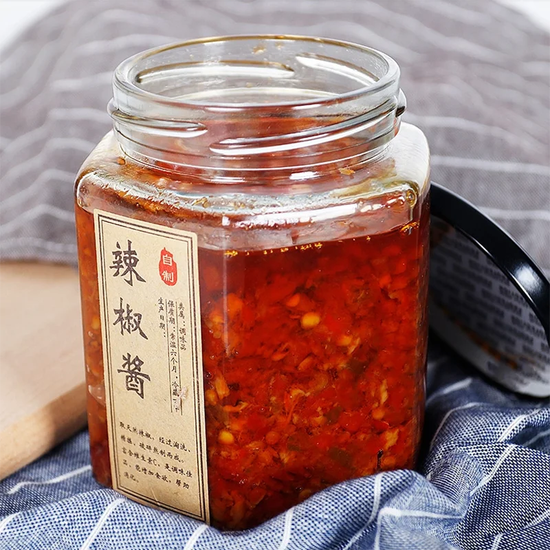 Wholesale Transparent Hexagon Glass Jar  Glass Honey Jam Jar with Metal Lid