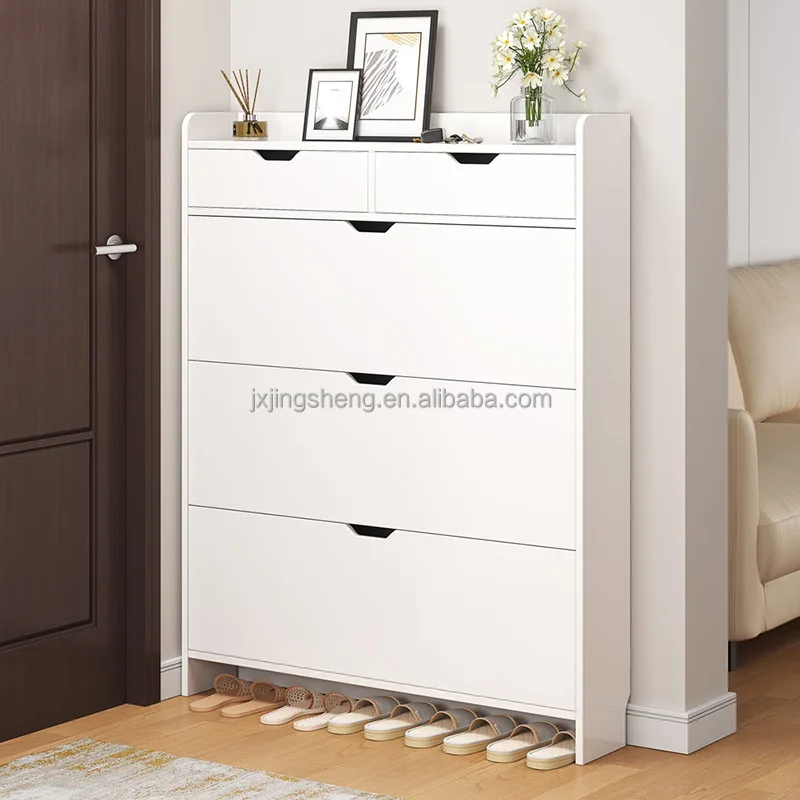 Wooden flip designs living room furniture high quality slim shoe storage cabinet