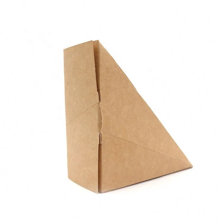 With Window Triangle Sandwich Box for Packaging Kraft Paper Sandwich Package Sandwich Eco Friendly Box Customized Design Accept