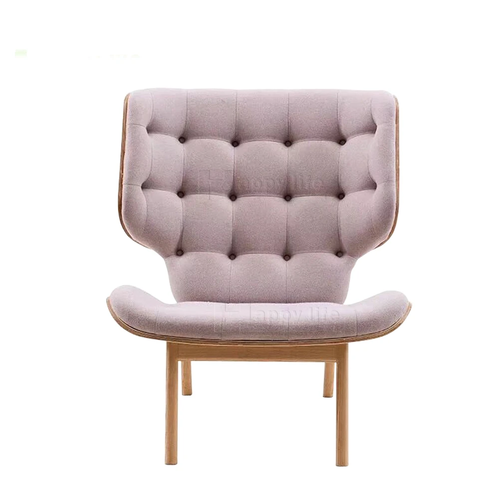 Hot Sale Comfy Modern Luxury Single Wing Wingback Living Room Chair For Relax With Arm Upholstered White Pink Recliner Sofa Set