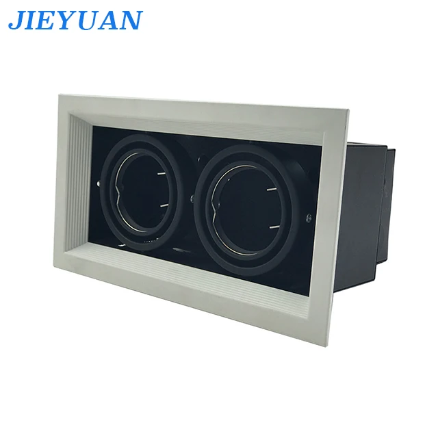 
Die Cast Aluminum Housing Grilled Light 2 Heads Recessed Down Light Grille Hotel Black Grilled Light 
