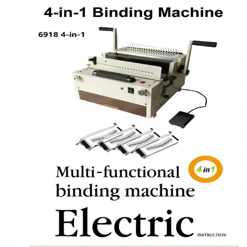 NanBo 6918 Multi-functional 4-in-1 All in one Electric Power Wire Coil Comb Binding Machine