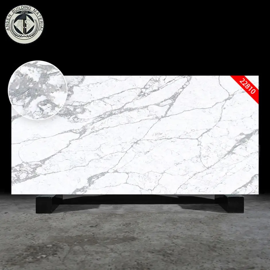 High Quality Pearl calacatta white quartz slab Postmodern calacatta flutter quartz factory