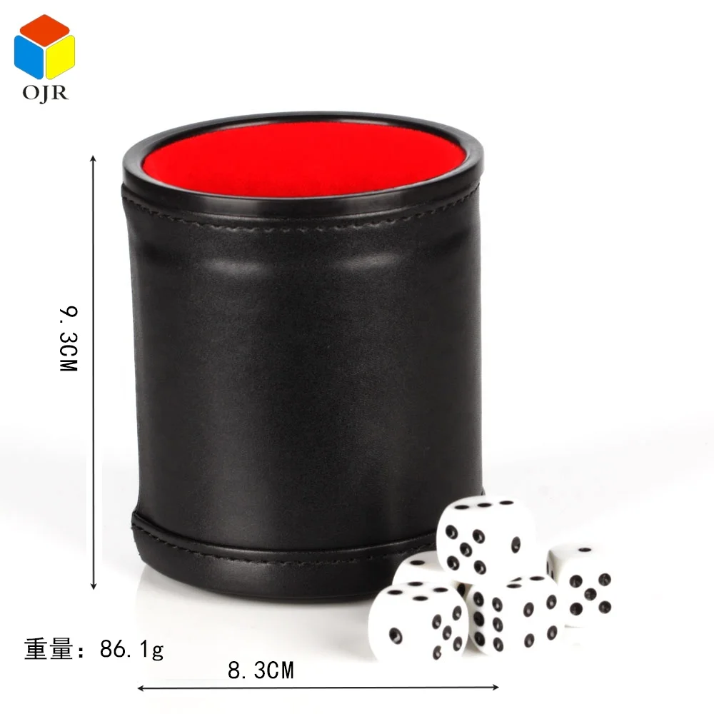Black Custom Logo Shaker Cups Set Cylindrical High Quality Pu Leather Dice Cup For Backgammon Games