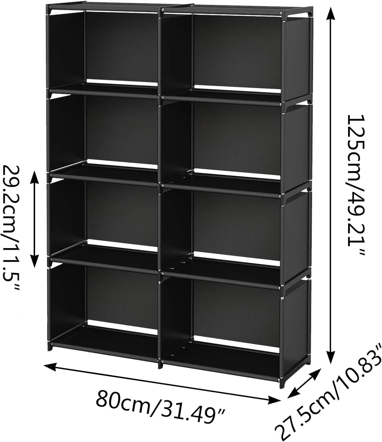 Bookshelves, Assembled Storage Rack, Bedroom Living Room Vertical Cabinet Bookshelf, Double Row 8-Grid Multi-Functional