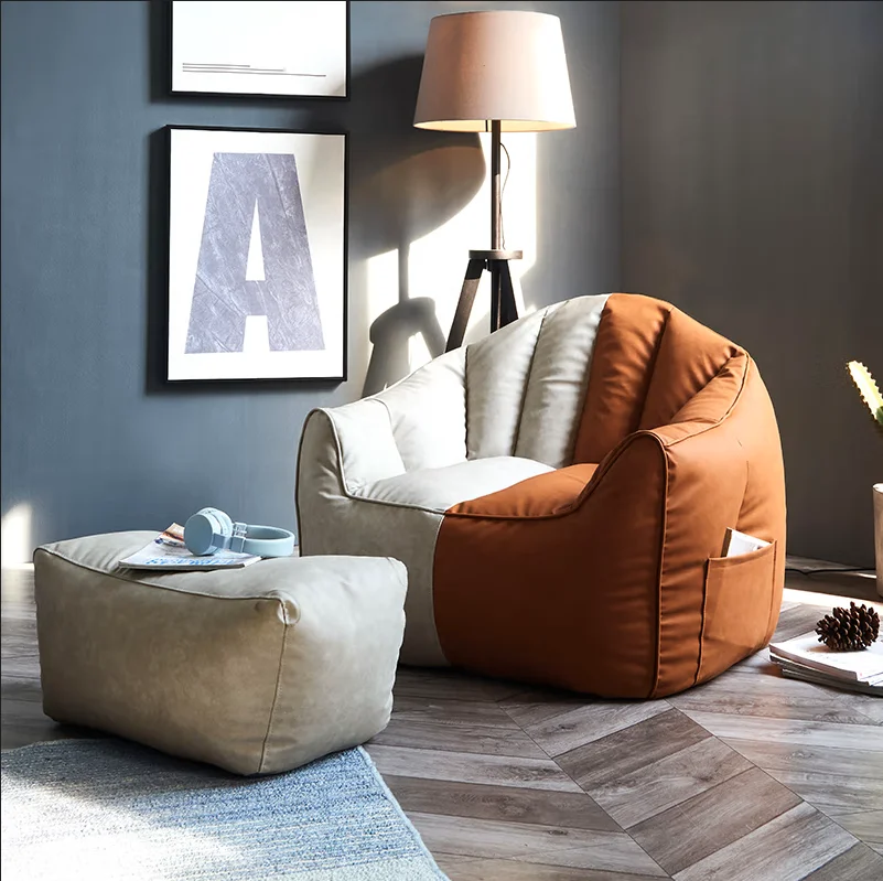 Nordic fabric velvet Modern Professional Supplier Comfortable Livining Room Single Lazy fabric bean bag armchair sofa chair