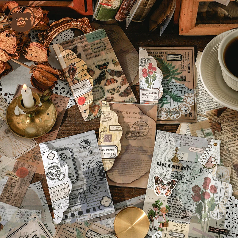 20sheets Ephemera Retro Scrapbook Paper Supplies Vintage Journaling Material Paper DIY Decorative Craft,Wrapping,Travel Notebook