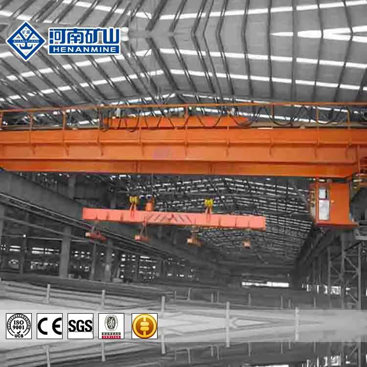 10T Double beam or girder electromagnetic traveling rail bridge crane for steel plate