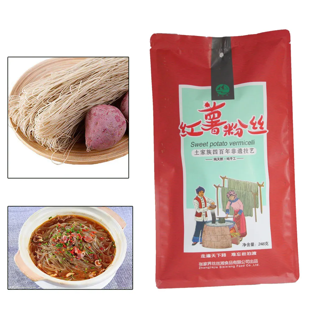 Оптовая продажа, Китайская традиционная зеленая Органическая вермишель-Лапша для сладкого картофеля ручной работы, 248 г в пакете
