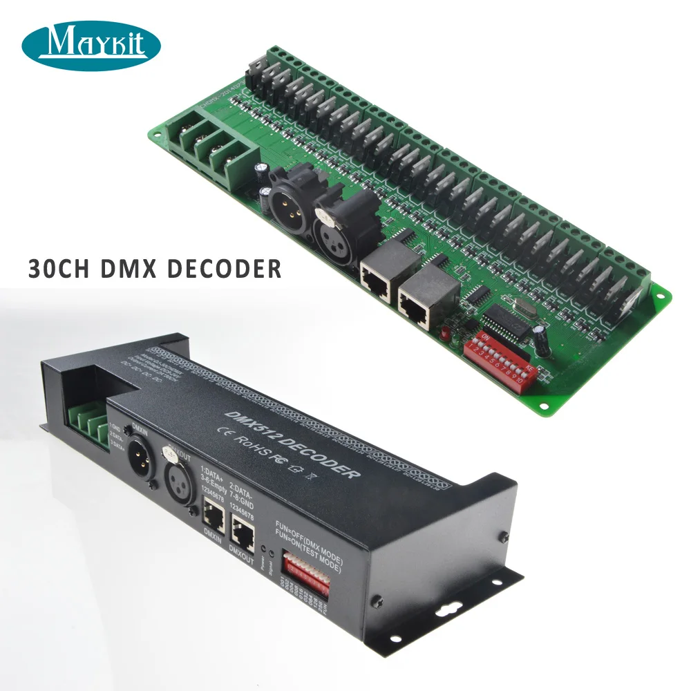 DMX Dimmer DC9V-24V 2A/CH Controller 30CH LED Strip Lighting Controller DMX Decoder