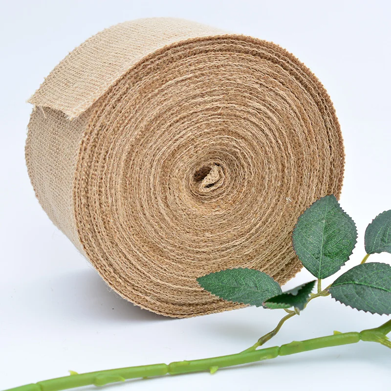 Wide 8cm Natural Burlap Fabric with Beautiful Burlap Ribbon  Long 10M for Wedding Event Party and Home Decoration