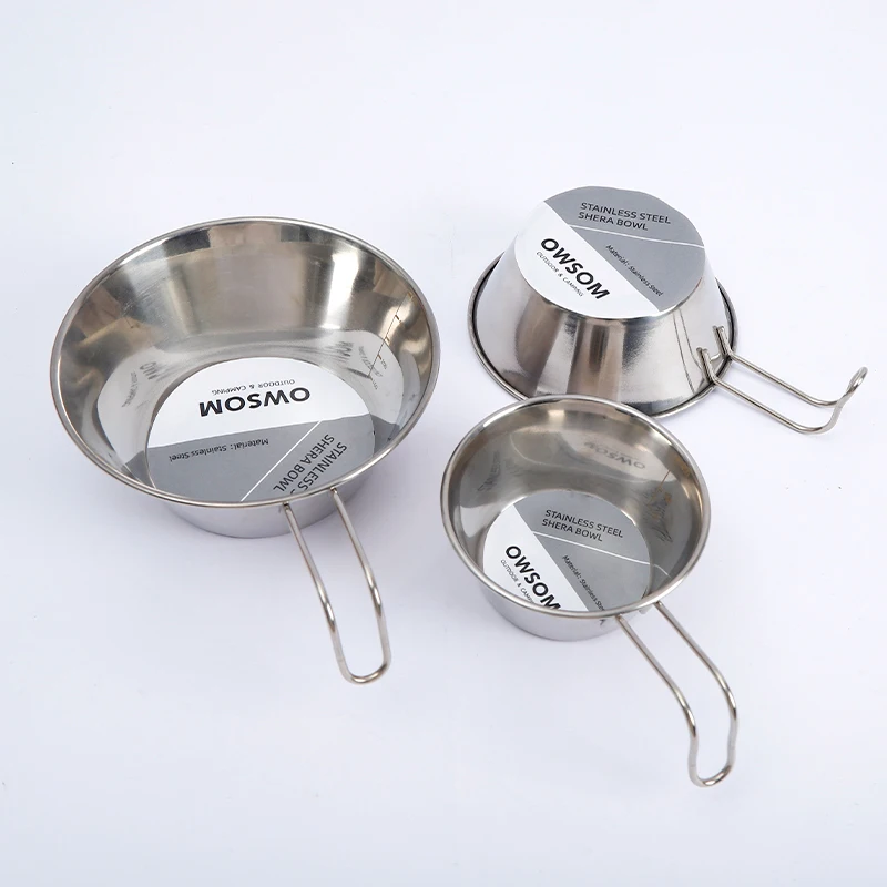 Stainless Steel Set of 3 Pieces Single Handle Wide Mouth Measuring Cup Outdoor Camping  Wide mouth measuring cup outdoor camping