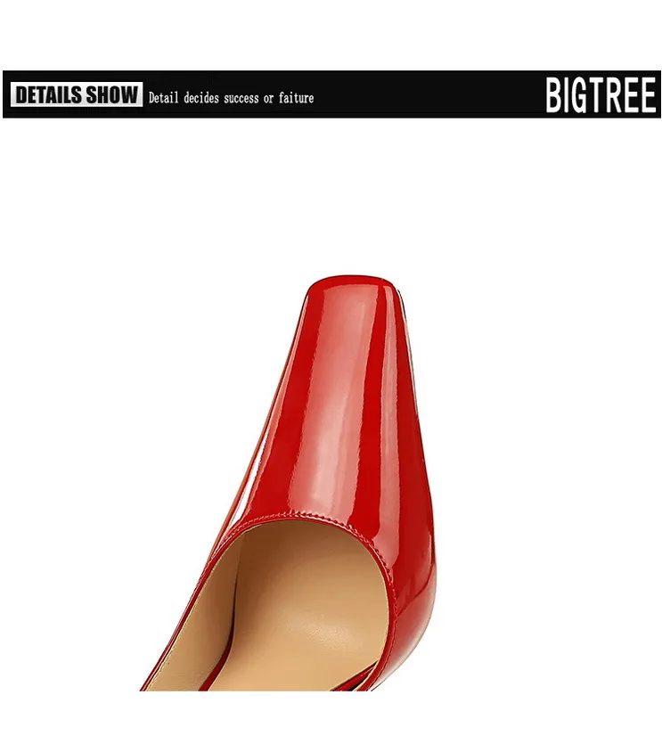 News 34-40 Slim Heel Ultra High Heel Shiny Lacquer Leather Shallow Mouth Square Head High Heel Single Shoe
