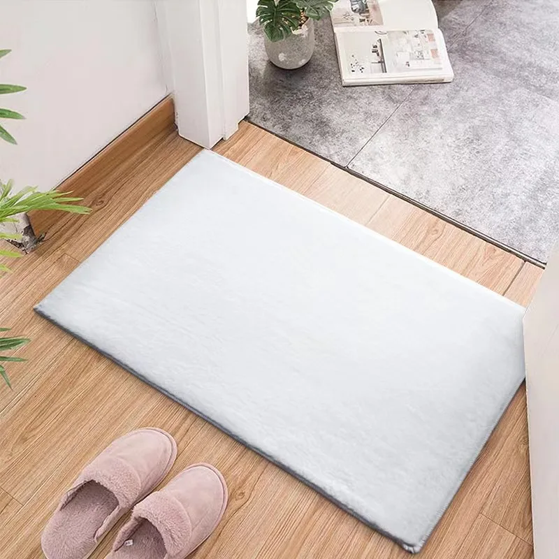 Hot selling washable fluffy faux rabbit skin custom plush rabbit fur rug carpet door mat bath mat area carpets