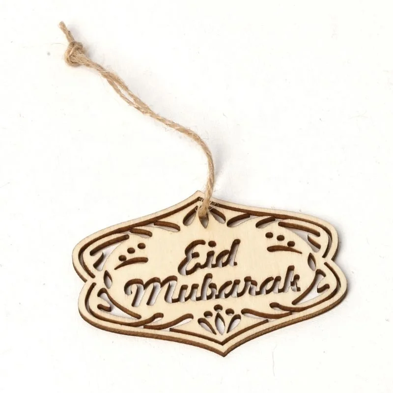 10 шт./компл. DIY Eid Mubarak мусульманское украшение для дома подвеска деревянное ажурное украшение подарки с веревками