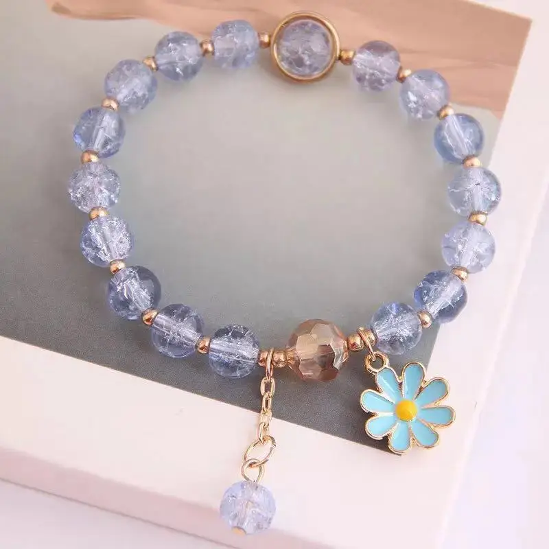 Timed Promotions New Flower Pendant Colorful Crystal Glass Beaded Bracelets 8mm Beads Bangle Chain Sets Jewelry Making