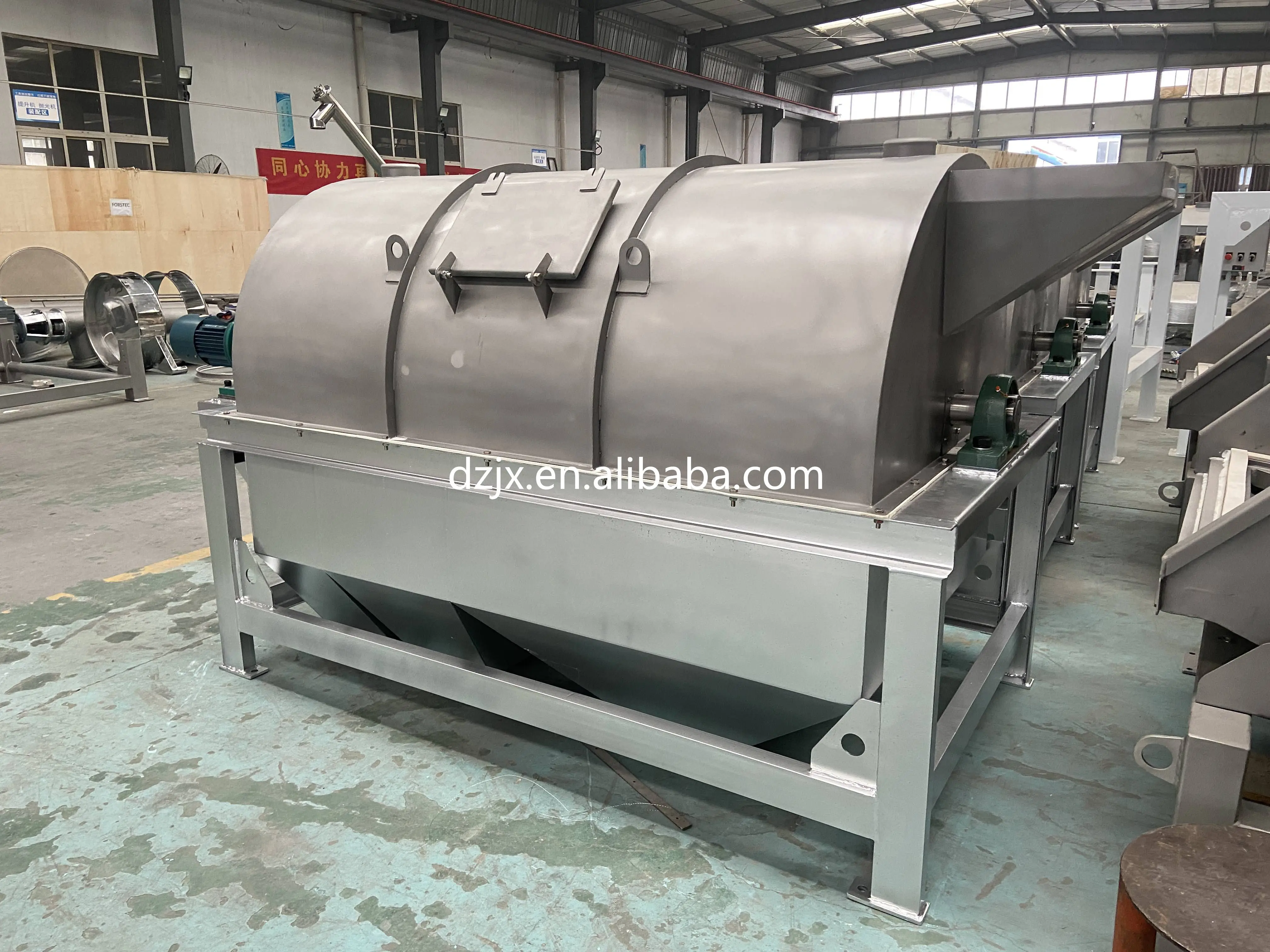 DZJX Closed shaftless stainless steel food sieve machine rotary drum sieve machine for clean sesame food