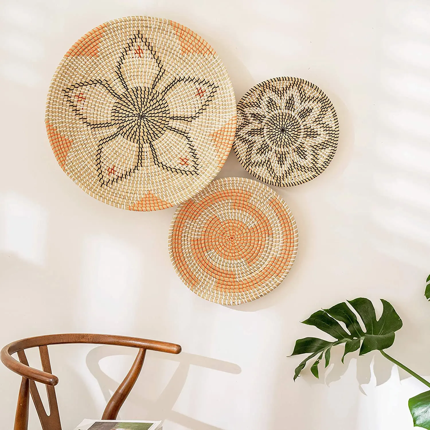 Малый минимальный заказ Amazon, плетеная настенная декоративная тарелка ручной работы из морских водорослей, может быть настроена в различных размерах и стилях упаковки