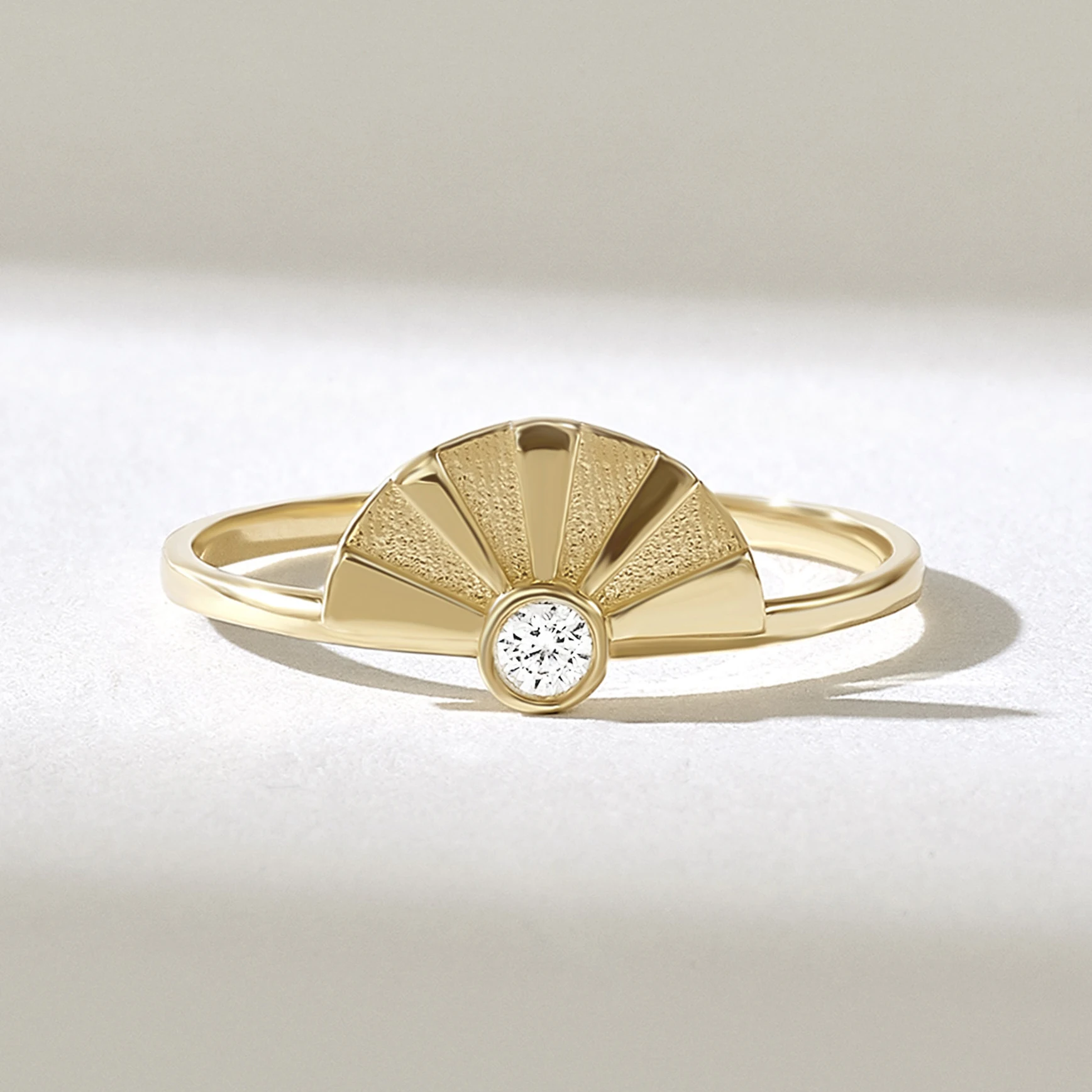 Boho Jewelry Minimalist Rings Sun and Moon Rings 14K Lab Grown Diamond Ring for Women