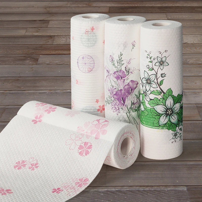 Disposable kitchen towel roll 20*30cm piece125g roll 50piece roll Reusable Non Woven Cloths the lazy rag