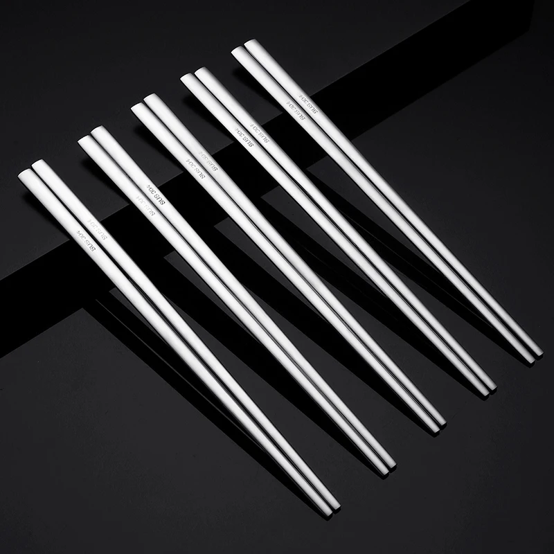 Korean Style Reusable Metal Chopsticks 304 Stainless Steel Dishwasher Safe Chopsticks