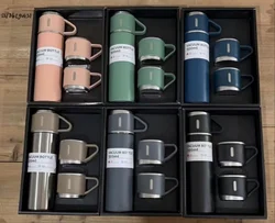 Custom Logo 304 Stainless Steel Outdoor Travel Vacuum Thermos And Tea Cup Set With Custom Business Gift Box