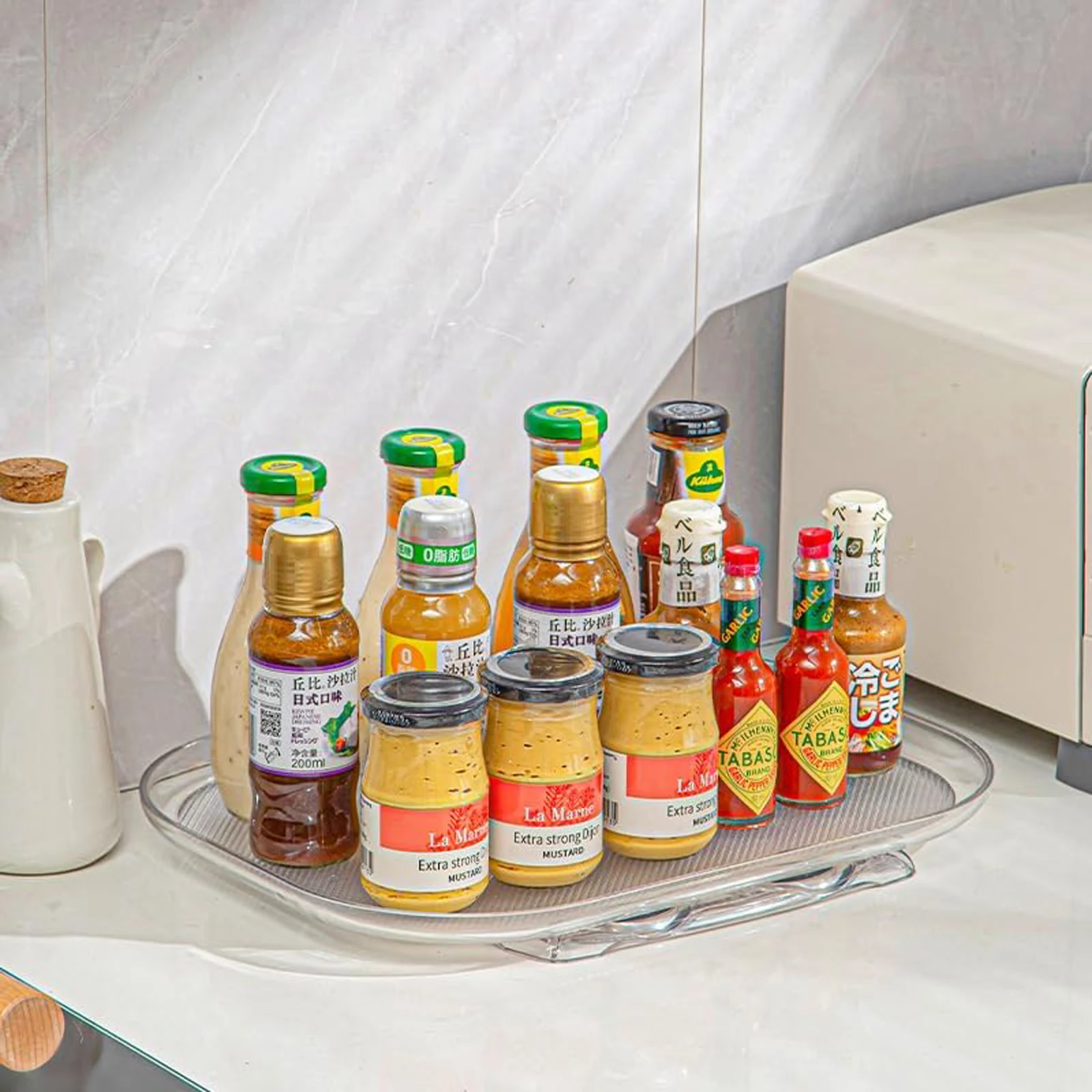 Turntable Organizer 360 Rotation Non Skid Spice Rack Pantry Cabinet Kitchen Bathroom Cosmetic Turntable Organizer Gadgets