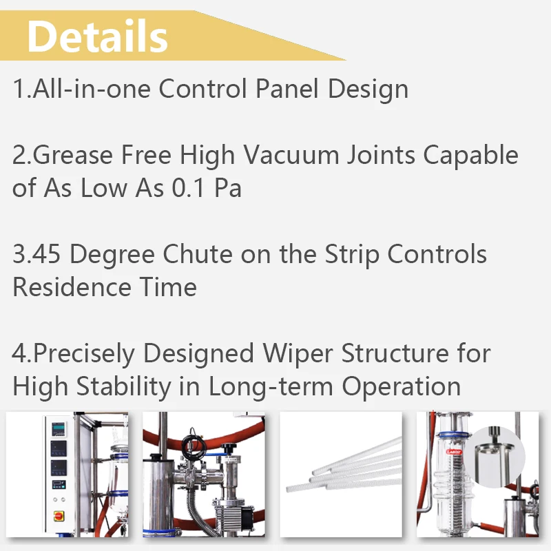 Wiped Film Evaporator Molecular Vacuum Essential Oil Distillation Machine Unit