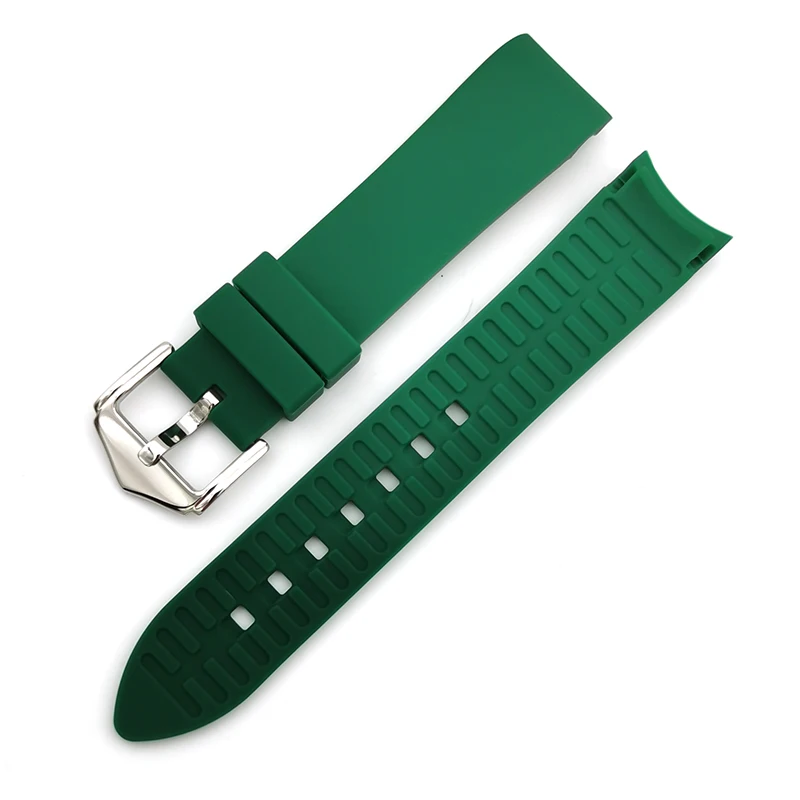 
curve end high quality 18 19 20 21 22 24mm silicone rubber watch bands watch strap 