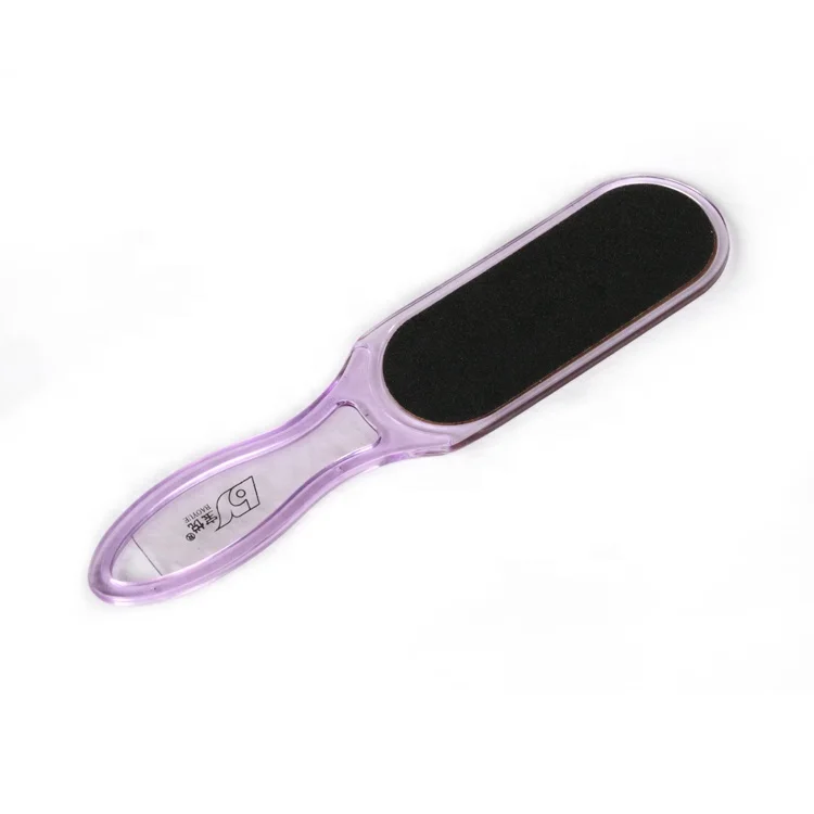 Wholesale top quality professional double sided plastic pedicure sandpaper curved handle foot file