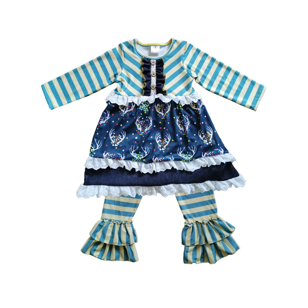 Factory Wholesale Children Outfit Two Piece Dress Set Wholesale Christmas Girls Baby Clothes Clothing Sets