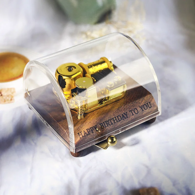 DIY custom logo creative gift engraved words selected songs transparent acrylic music box