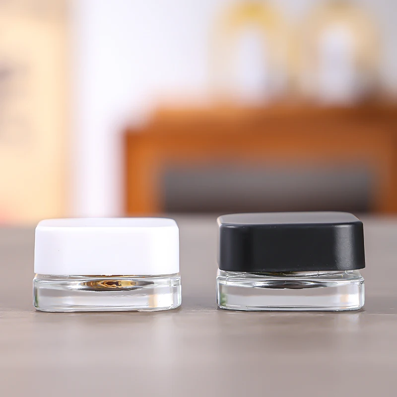 Premium Airtight Lid Thick Glass Smell Proof Herb Storage Jar Square Glass Stash Jar Child Resistant Lid