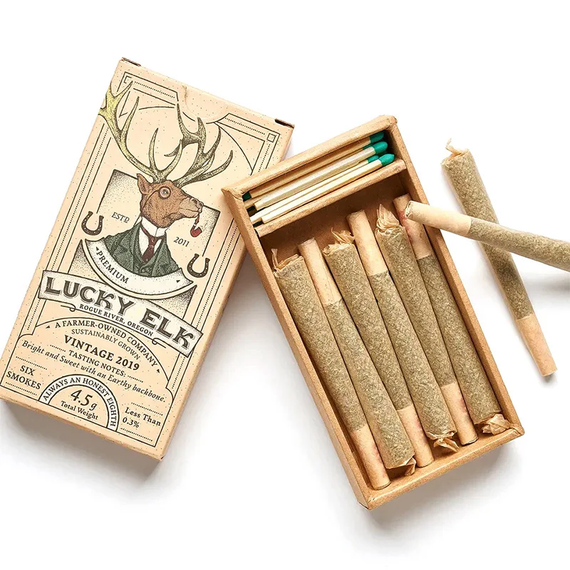 Custom Logo Magnetic Box Fold Packaging Drawer Pre Tube Boxes Child Resistant Roll Cone Packaging With Matches