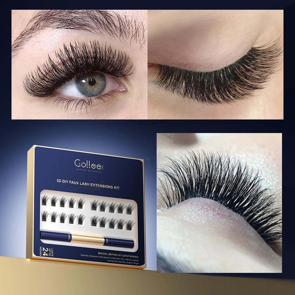 Gollee Glue Cluster Lashes Wholesale Bulk Eye Lashes Kit Diy Segment Strip Eyelash Lash Cluster Extension Glue Kit