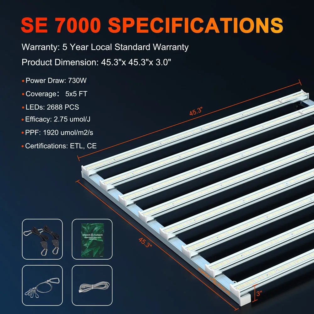 Лучший Spider Farmer SE7000 50000H IP 65 водонепроницаемый Led Grow Light Bar полный спектр для Verttical