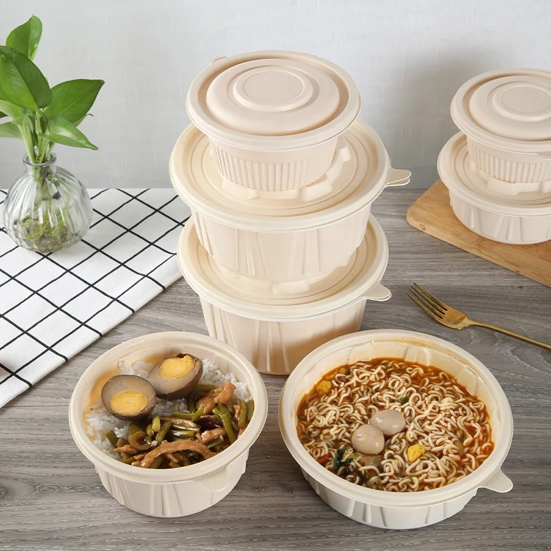 Custom Design With Lid Corn Starch Plastic Bento Lunch Bowl For Fast Food