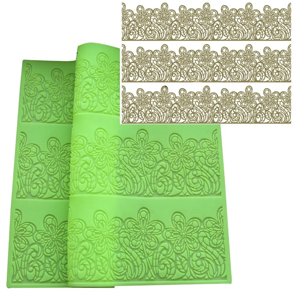 С цветочным рисунком с кружевным краем для выпечки тортов помадной начинкой декоративная кухонная цветы нарядное кружевное хлеба Цвет Зеленый