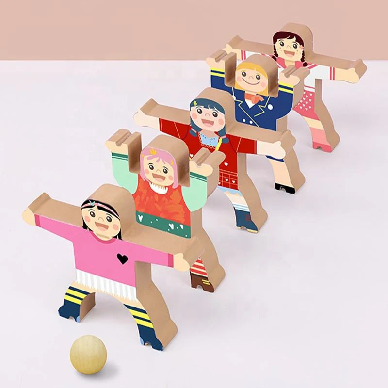 Wooden Diy Multiplayer Cartoon Hercules Building Blocks Stacking High Game Balance Stacking Block  And Balance Toy