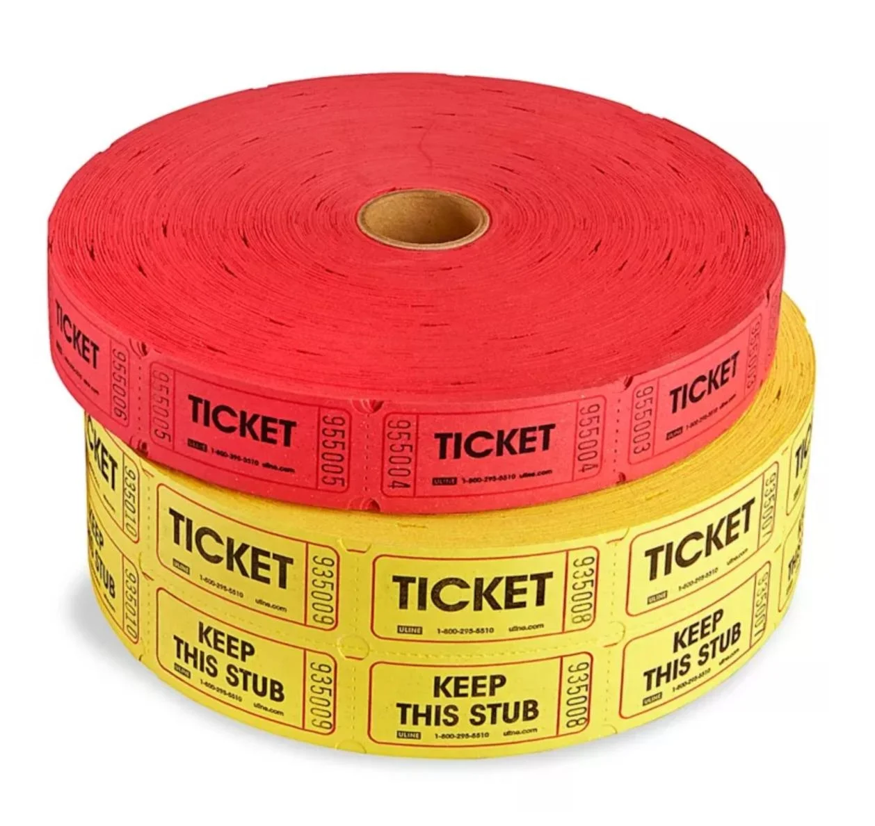Bingo game custom Double Raffle Tickets rolls in serial numbers Dual Single Line Event Tickets Paper coupon tickets in Roll