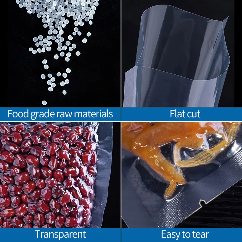 Factory Wholesale Kitchen Fish Freezer Food Meat Storage Plastic Nylon PE Clear Smooth Film Pouch Food Grade Packing Vacuum Bag