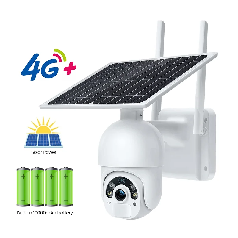 1080P solar panel wireless security cctv dome PTZ camera 360 outdoor tuya wifi ip 4g sim card solar battery powered ptz camera