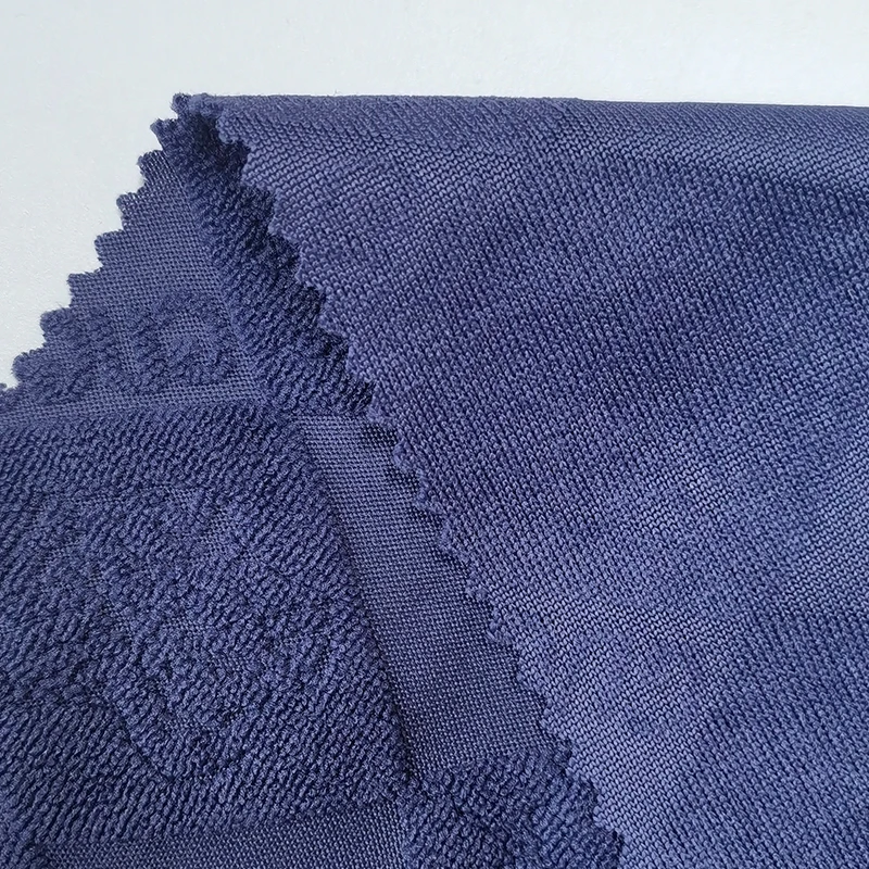 New design navy 100%polyester 260gsm terry towel jacquard fabric for hometextile