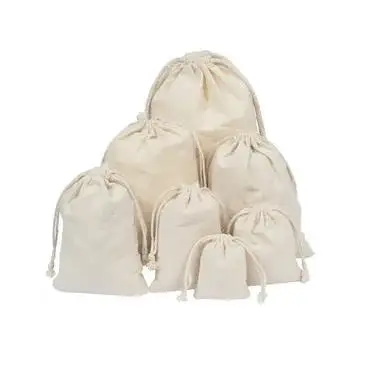 Hot sale High quality Wholesale organic cotton drawstring bags cotton muslin drawstring bags
