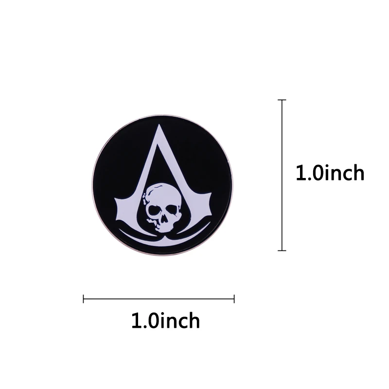Assassins Creed Black Flag Pin Brooch Skull Gothic Badge