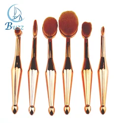 Private Label Cosmetics Makeup 6pcs Toothbrush Set Make Up Brushes Kit Rose Gold Oval Makeup Brush